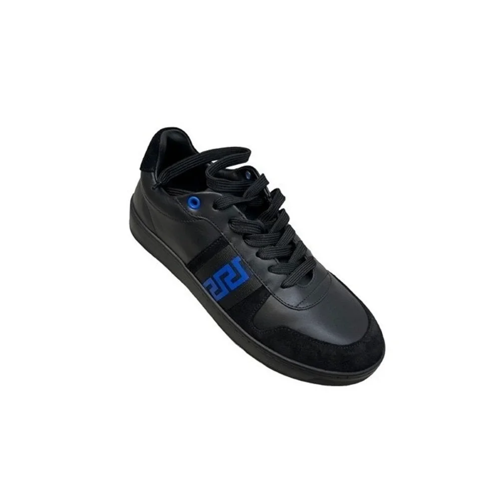 Versace La Greca Black/Blue Sneaker‎ Unisex Womens 1011938, sz 38.5